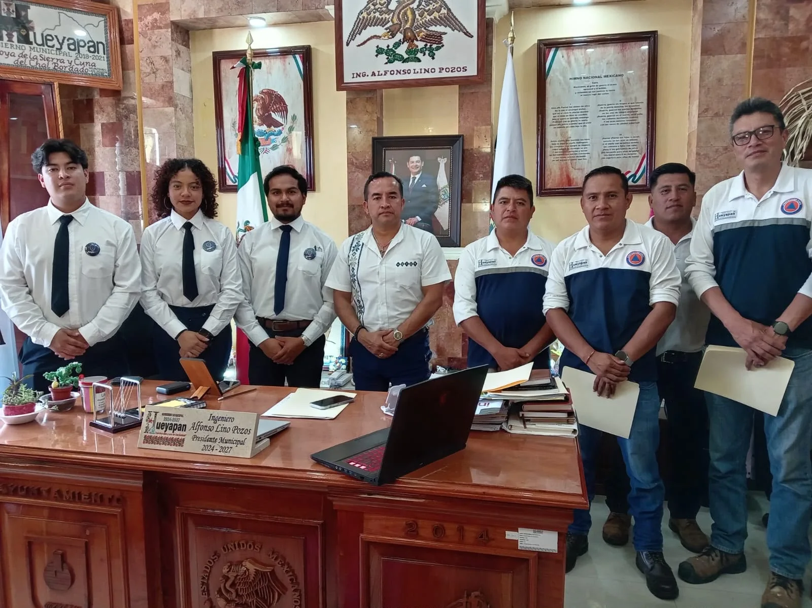 Reunión de trabajo de AegisBT con autoridades municipales y personal de Protección Civil de Hueyapan